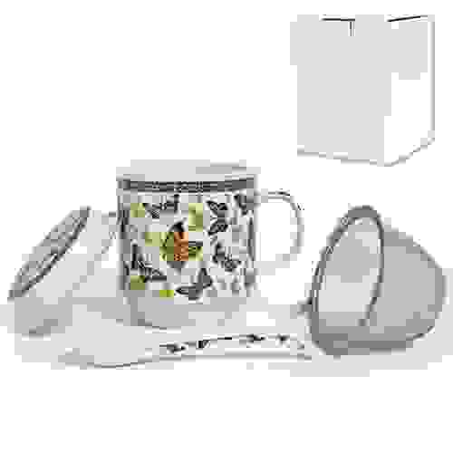 Кружка заварочная с метал.ситом и ложкой ПОЛЕТ БАБОЧЕК 350 мл бел.уп. 545785