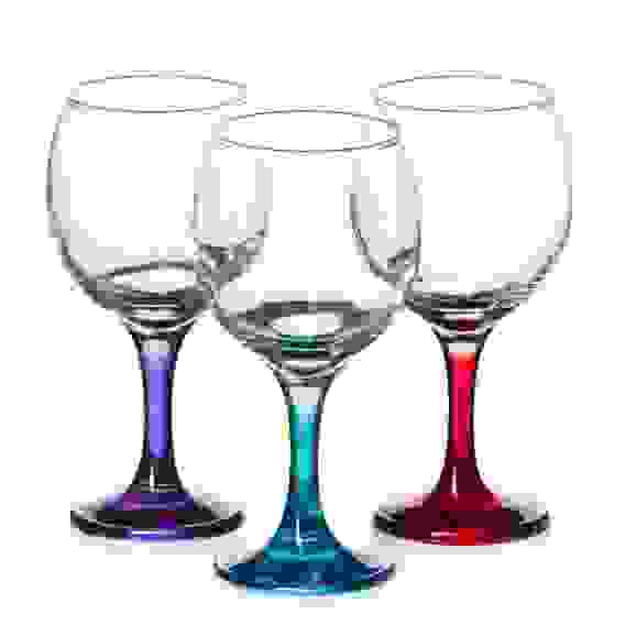 Набор бокалов 3шт. (44411(v=290мл)*153+120+108) цветная ножка 96179 Enjoy&quot;