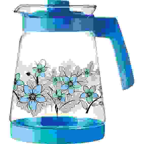 Кувшин из жаропрочного стекла Pentola-2500 с пластик ручкой, 2,5 л, синий дизайн, Mallony