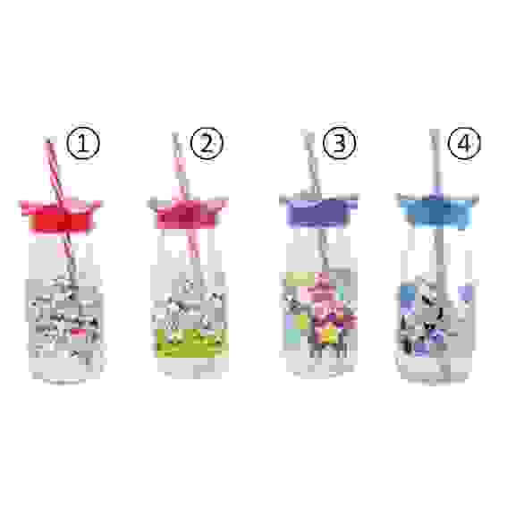 Бутылочка для молока декорир.с крышкой и трубочкой. 250мл. 151966