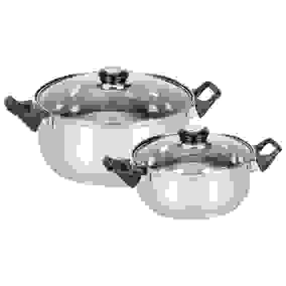 Набор посуды из 4 предметов BAKS-SET-4 из нерж стали (2 кастрюли с крышками - 2/2,8 л; 18/20 см-диа)