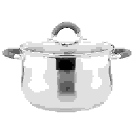 Кастрюля из нерж стали с крышкой (стекло) TOSKANA-24, ручки: сталь, силикон, капс дно, 6,1 литра