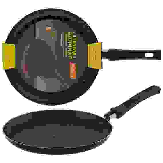 Сковорода блинная алюм PP-25, штамп, мрам-ое антиприг покр, спираль, ручка: бакелит, 25 см-диа