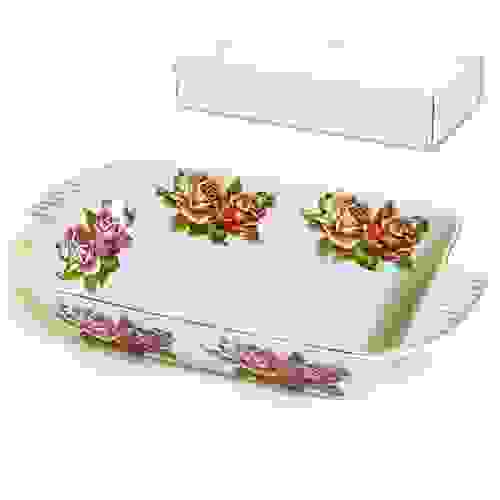 Салатник-шубница КОРАЛЛОВЫЕ РОЗЫ 30,5 см бел.уп. 545794