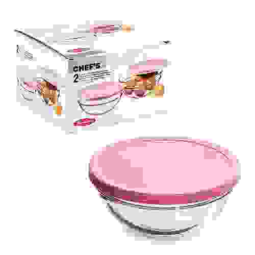 Набор 2-х закалённых салатников (d=170мм) с розов.крышк 53563К TMP Chef's