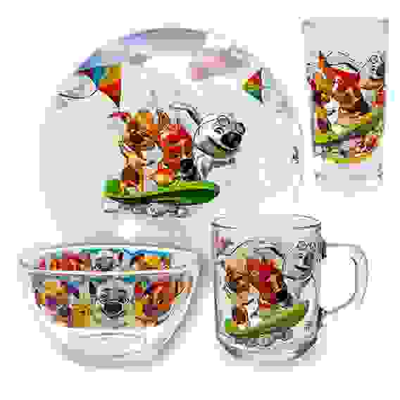 Набор посуды 4 пр., Озорная семейка на скейте 628065