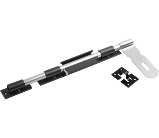 Засов ДОБРЫНЯ 300 мм мод.2 (с накладкой) черный