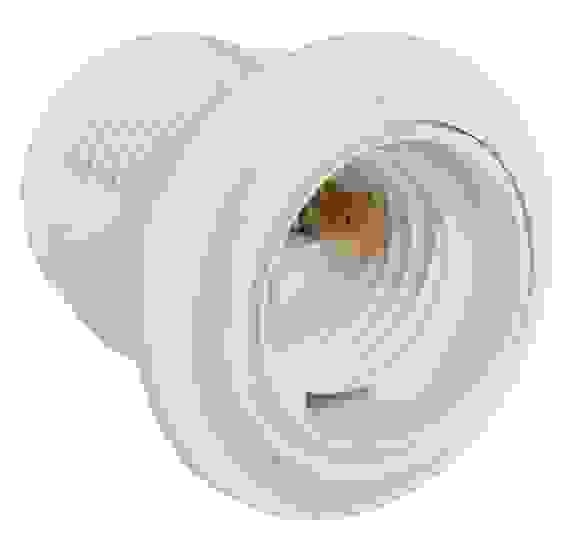 Патрон люстровый Е27 пластик с кольцом белый индивидуальный пакет