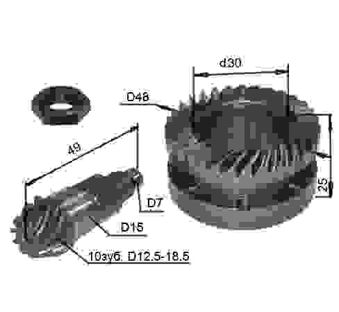 Шестерни конические перфоратора китай цилиндр+вал(конические) с обрезной юбкой(СС70В)