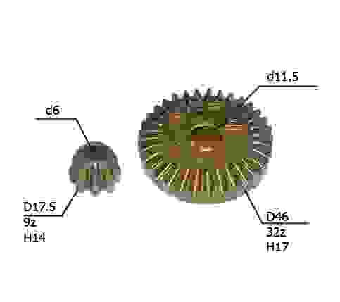 Шестерни конические для BOSCH GWS-115-125 (CC 6)