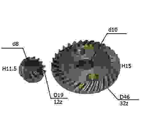 Шестерни конические (редукторная пара) МШУ-0,8-125 Смоленск d47x10,d 20x8 (CC73)