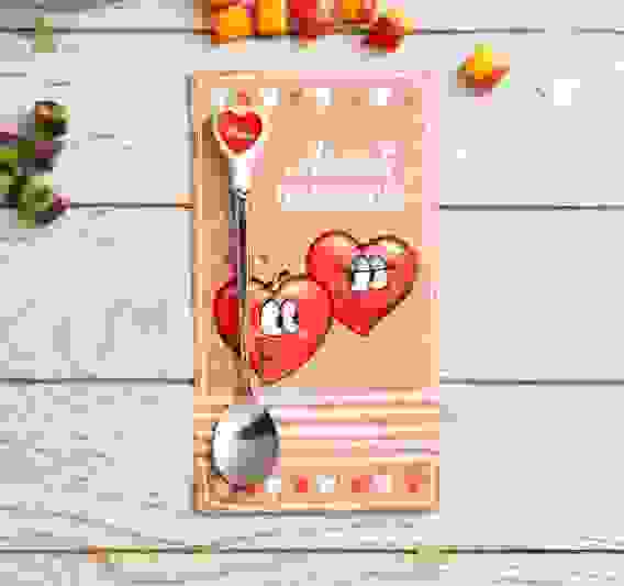 Ложка на открытке сердечко &quot;Моей половинке&quot;, 10 х 18 см 4318678