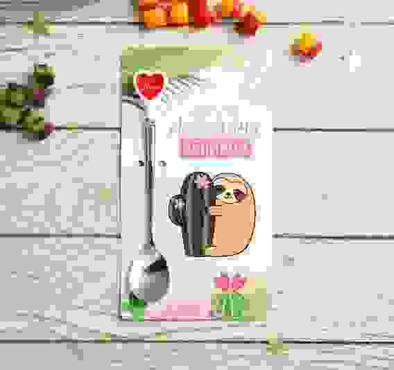 Ложка на открытке сердечко &quot;Моему любимому ленивцу&quot;, 10 х 18 см 4318679