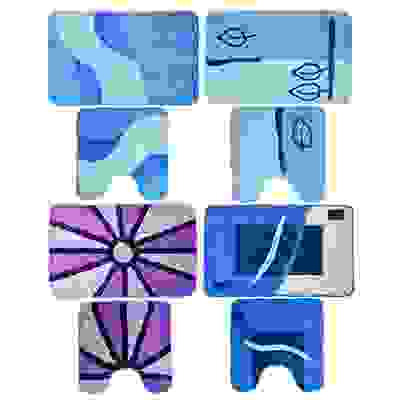 Набор ковриков 2шт для ванной и туалета, акрил, 50x80см + 50x50см, синий 4 дизайна VETTA