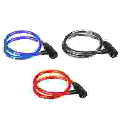 Замок велосипедный противоугонный тросовый, эконом, металл, ПВХ, пластик, 12x800мм