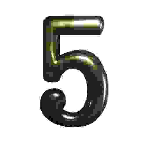 Цифра &quot;5&quot; 50мм. пластм. клеящ. золото