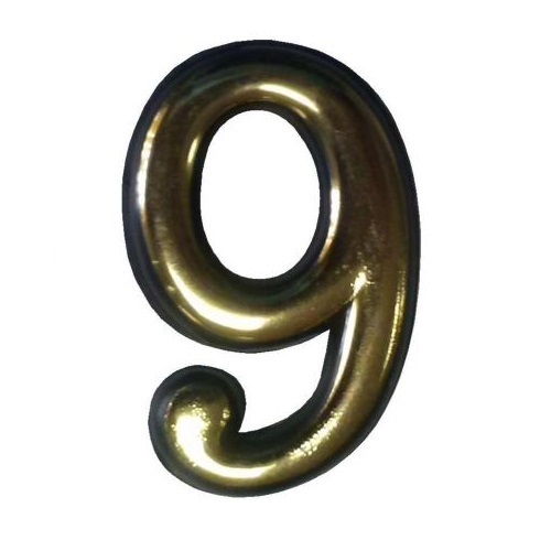 Цифра &quot;9&quot; 50мм. пластм. клеящ. золото
