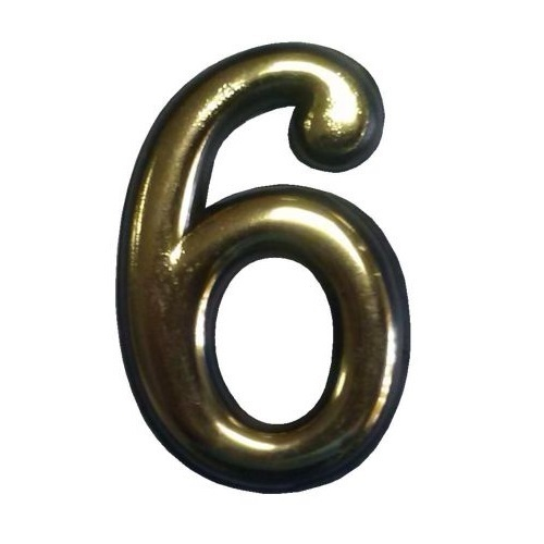 Цифра &quot;6&quot; 50мм. пластм. клеящ. золото