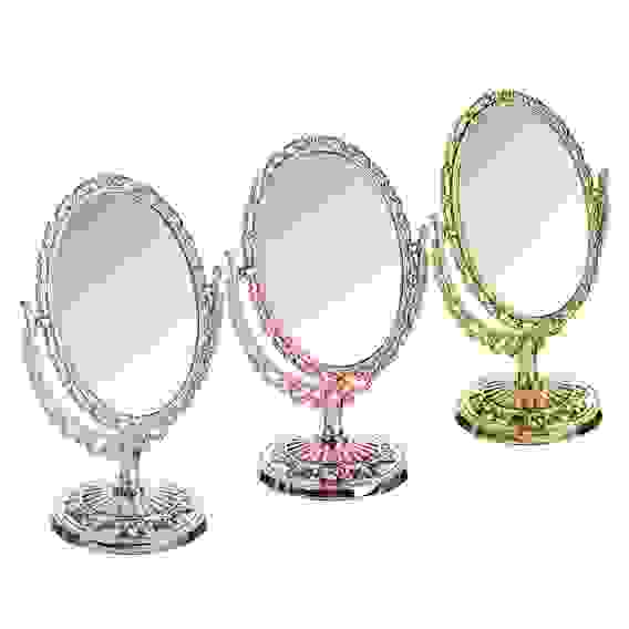 Зеркало настольное овальное 25х16см, пластик, стекло, 3-4 цвета