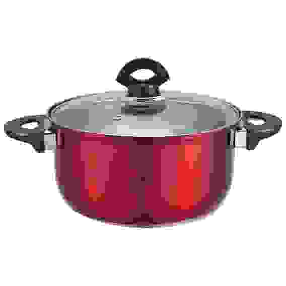 Кастрюля из нерж стали с крышкой (стекло) ROSSO-24, ручки - бакелит, касп дно, 6,1 литра