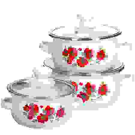 Наб/кастрюль 6пр ЭМАЛЬ 12/14/16Маки МВ 21527-2