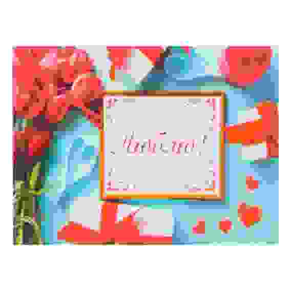 Открытка-шильдик \"Люблю!\" красные тюльпаны, подарки, 8 х 6 см 4636608