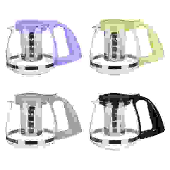 Чайник заварочный 750мл, ситечко из нержавеющей стали, стекло, пластик 4 цвета VETTA