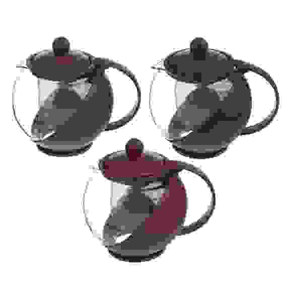 Чайник заварочный с сеточкой, 750мл, стекло, пластик, 3 цвета