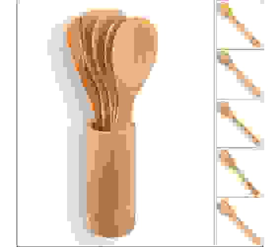 Лопатка кулинарная НАБОР 6шт (5 лопаток + подставка) прозр/упак