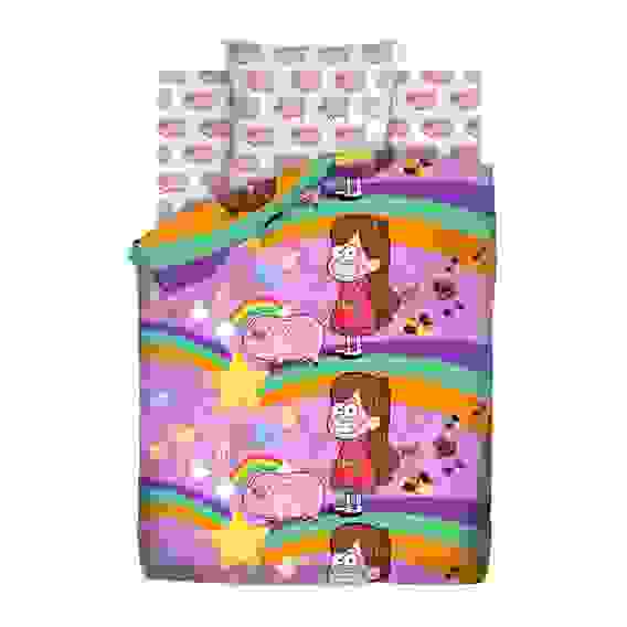 Комплект постельного белья 1,5 хлопок "Гравити Фолз" (70*70) рис. 8902+8903 вид 1 Мэйбл и Пухля