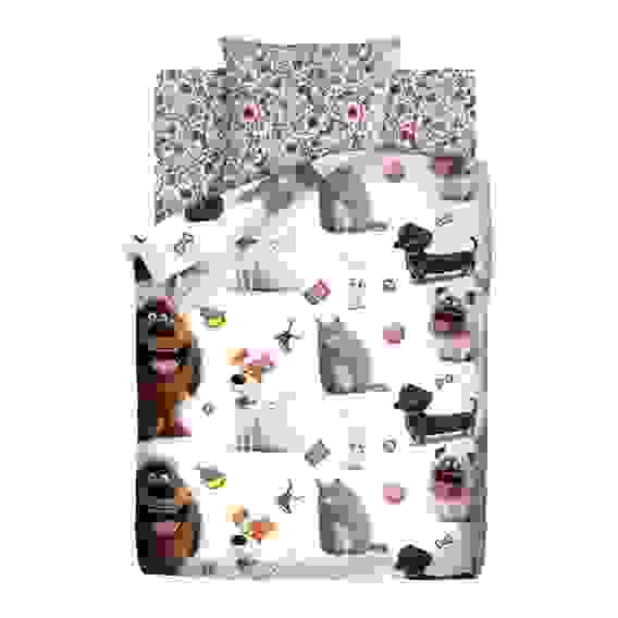 Комплект постельного белья 1.5 поплин "Тайная жизнь домашних животных 2" (50х70) рис. 16173-1/16174-