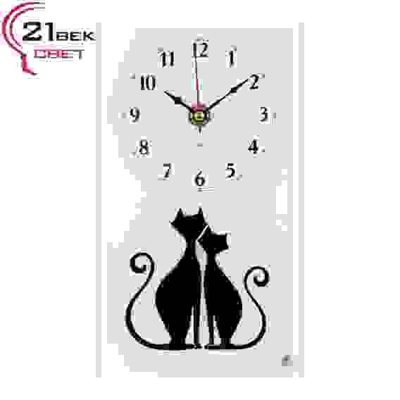 Часы настольные вертикальные, белые, &quot;Влюбленные котики&quot; &quot;21 Bek&quot;