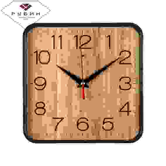 Часы настенные квадрат 19х19см, корпус черный &quot;Дерево&quot; &quot;Рубин&quot;