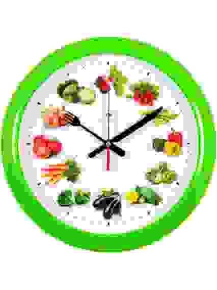 Часы настенные круг d=30см, корпус зеленый &quot;Овощи&quot; &quot;Рубин&quot;
