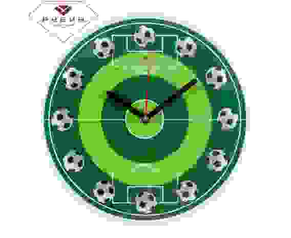 Часы настенные круг d=25см, основание белое &quot;Футбольное поле&quot; &quot;Рубин&quot;