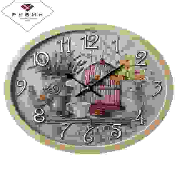 Часы настенные овал 22,5х29см, корпус бежевый &quot;Прованс&quot; &quot;Рубин&quot;