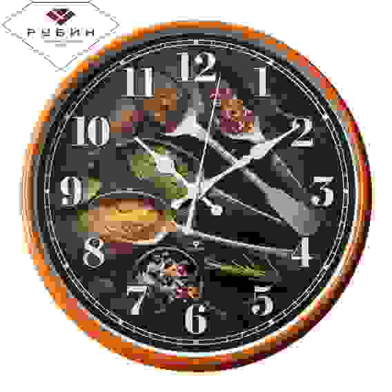 Часы настенные круг d=29см, корпус оранж &quot;Специи&quot; &quot;Рубин&quot;