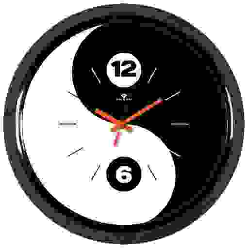 Часы настенные круг d=30см, корпус черный &quot;Инь-Янь&quot; &quot;Рубин&quot;