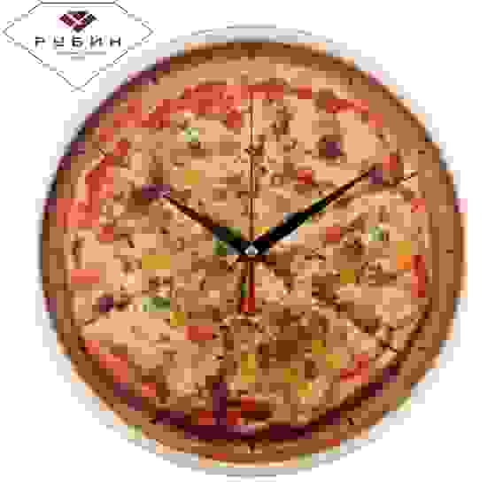 Часы настенные круг d=25см, основание слоновая кость &quot;Пицца&quot; &quot;Рубин&quot;