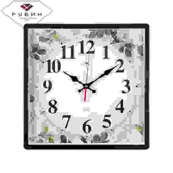 Часы настенные квадрат 30х30см, корпус коричневый &quot;Чайные розы&quot; &quot;Рубин&quot;