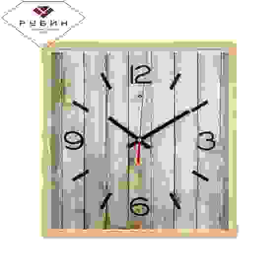 Часы настенные квадрат 30х30см, корпус бежевый "Паркет" "Рубин"
