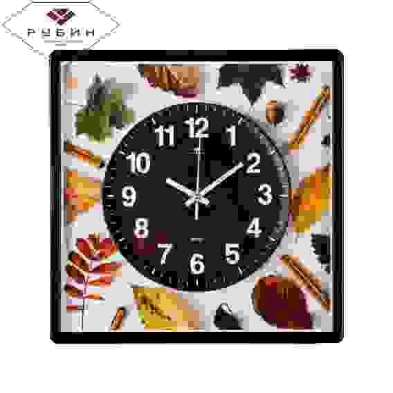 Часы настенные квадрат 30х30см, корпус коричневый &quot;Осенние&quot; &quot;Рубин&quot;