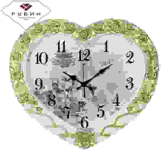 Часы настенные в форме сердца 41х35см, слоновая кость с золотом &quot;Ретро&quot; &quot;Рубин&quot;