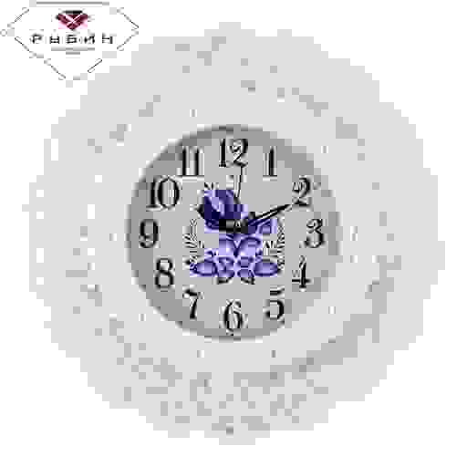 Часы настенные круг витой d=47см, корпус белый \"Гжель\" \"Рубин\"