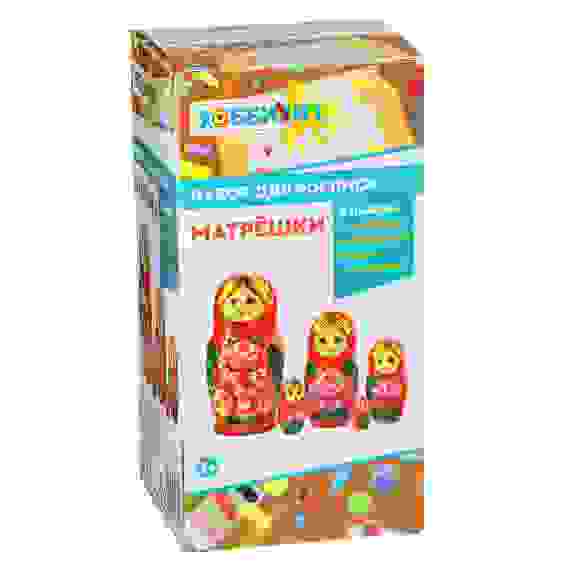 Набор для росписи &quot;Матрешки&quot;, 8пр., краски, кисть, дерево, 20х10х10см, 1 дизайн ХОББИХИТ