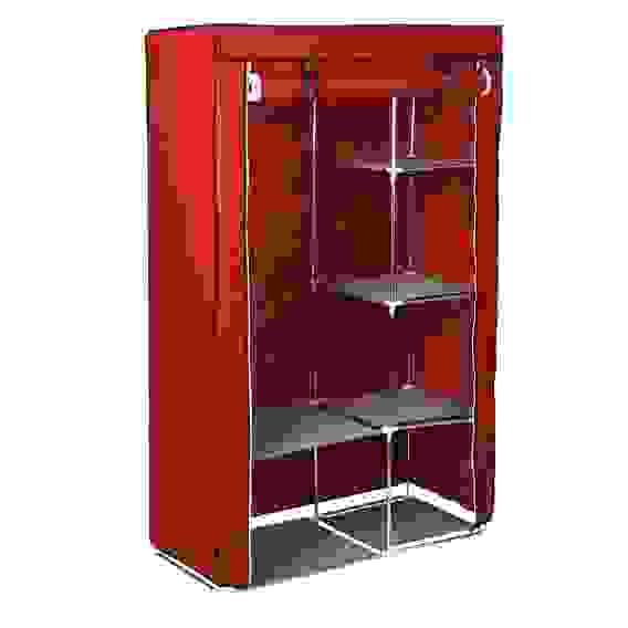 Шкаф тканевый для одежды, 170х100х42 см, металл, пластик, ткань, бордовый