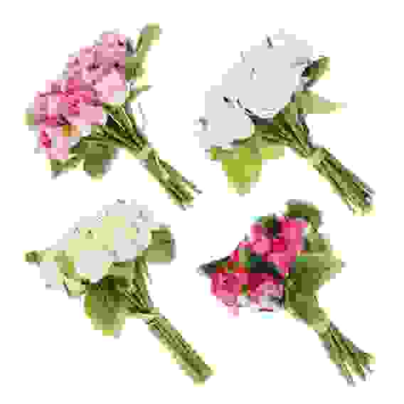 Цветок искусственный в виде роз, букет, пластик, полиэстер, 23см, 4 цвета