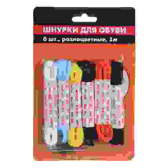 Шнурки для обуви, 6шт, разноцветные, 1м