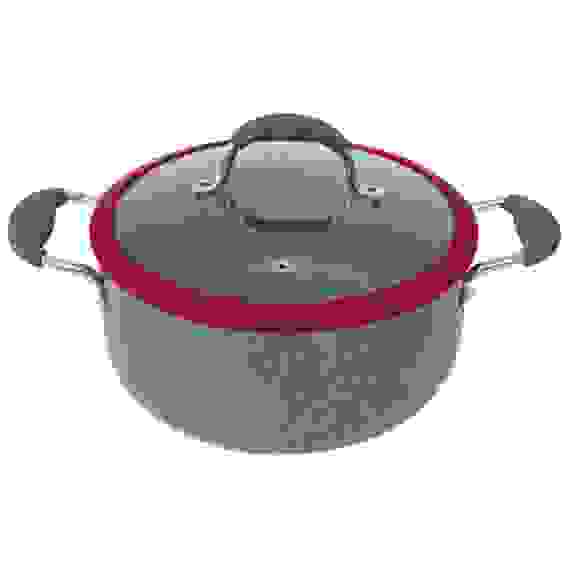 Кастрюля алюм со стекл крышкой MARMO-22, штамп, мрам-ое антиприг покр, инд дно,ручки:сил,сталь,6л