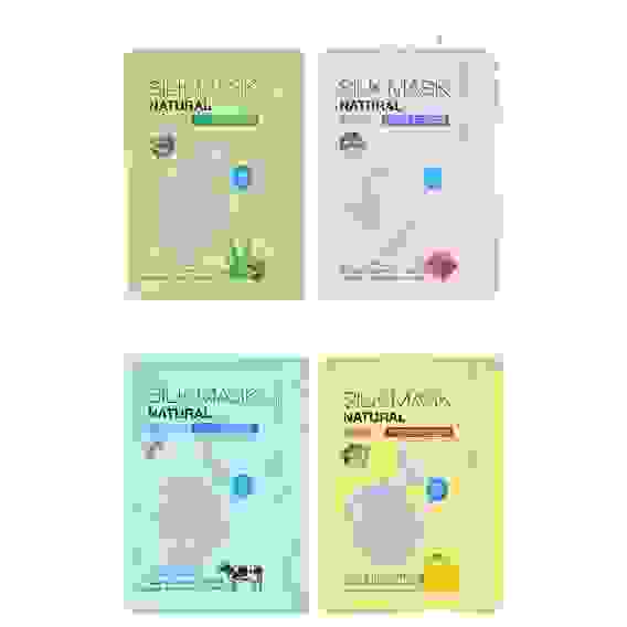 Акция!Маска для лица тканевая "Шёлковая", 1 шт, 36г, 4 дизайна